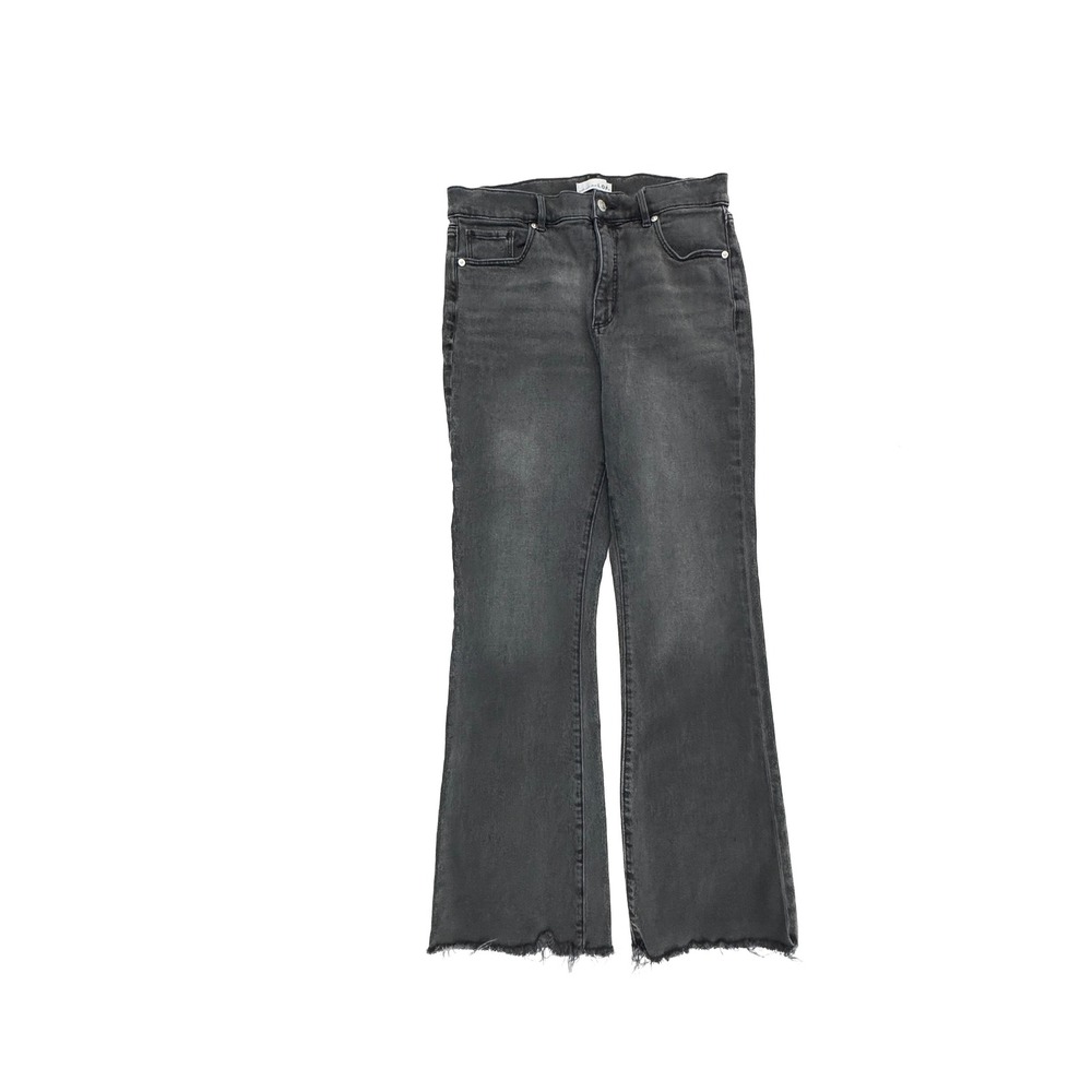 Loft The Slim Flare Jeans Womens 10/30 Black Raw‎ Hem High Rise Denim